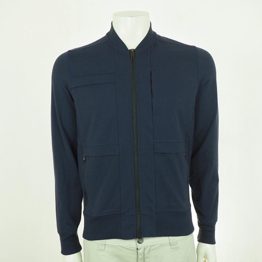 Public Rec Crosstown Bomber Full-Zip Jacket Mens Small Navy Blue Stretch Nylon